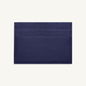 navy blue french chevre card wallet